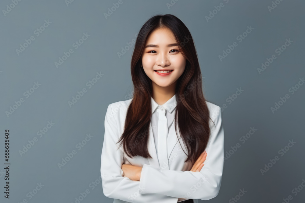 Portrait of asian female executive director smiling and looking successful in her business, young beautiful asian woman in high business position Portrait of asian female executive director smiling and looking successful in her business, young beautiful asian woman in high business position