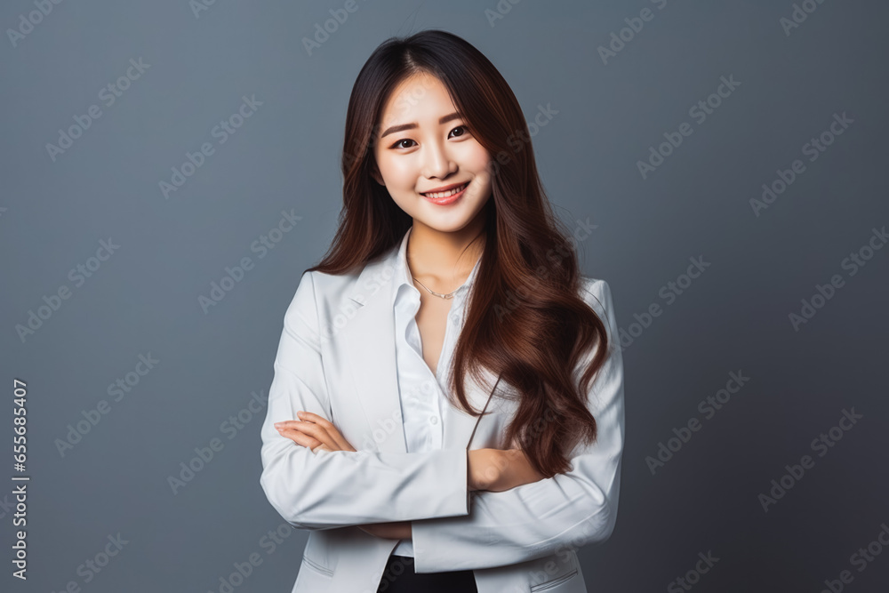 Portrait of asian female executive director smiling and looking successful in her business, young beautiful asian woman in high business position Portrait of asian female executive director smiling and looking successful in her business, young beautiful asian woman in high business position
