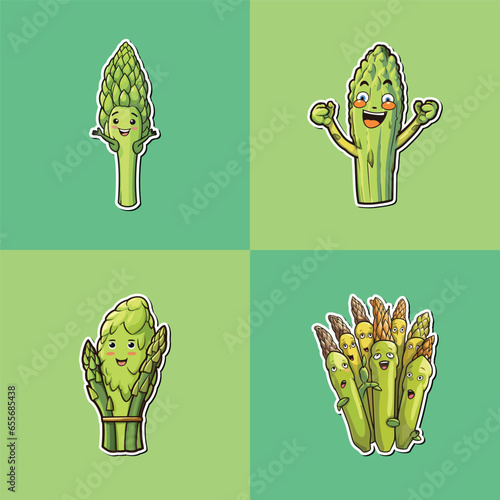 asparagus sticker. kawaii cartoon illustration
