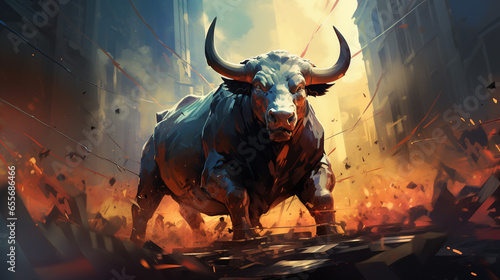 African Buffalo illustration. stock exchange, gold