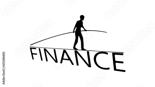 Financial stability, risk or trust, economic challenge, balance or reliability, money management, security or wealth accumulation concept, tightrope walker walks along the ropes of finance