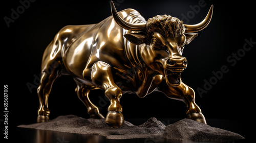 3D Render illustration of golden bull