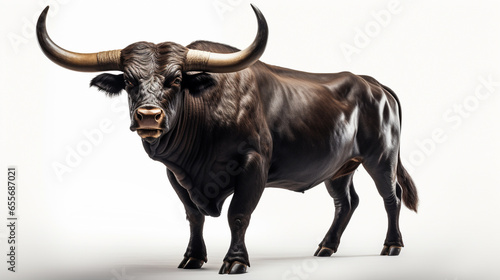 Black bull isolated on white background 3d illustration photo