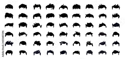 Male Haircuts, Hairstyles Vector Set. Hipster Men Style Big Collection on a Transparent Background
