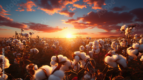 beautiful landscape on a cotton wool field