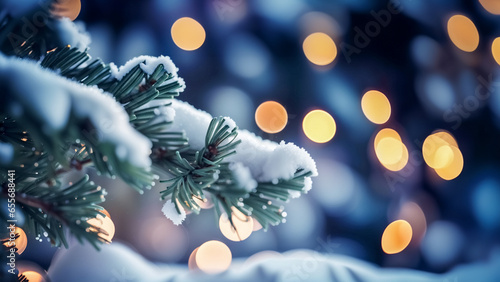 Sfondo natalizio con neve e aghi di pino IV photo