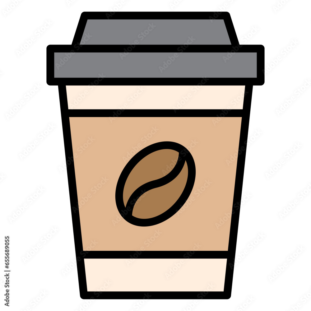 Illustration of Coffee Paper Cup design Outline Filled Icon Illustration of Coffee Paper Cup design Outline Filled Icon