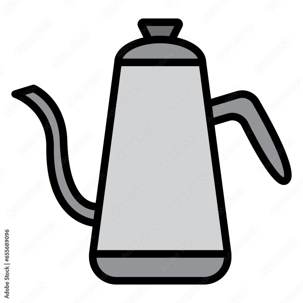 Obraz premium Illustration of Coffee Pot design Outline Filled Icon