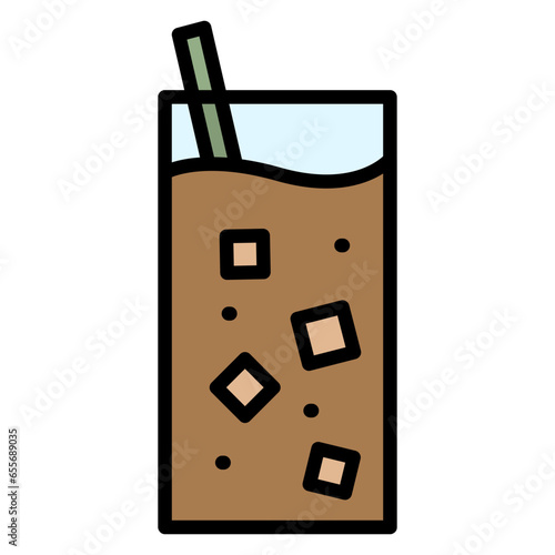 Illustration of Iced Coffee design Outline Filled Icon