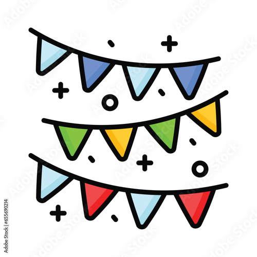 Colorful buntings for party decoration, garlands and festive decoration accessory