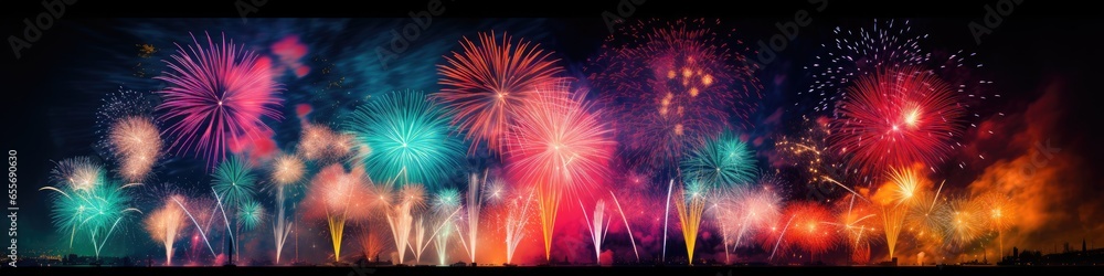 Fototapeta premium Colorful fireworks and celebrations