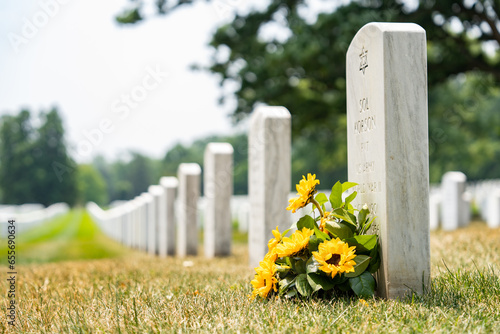 Arlington Cemetery with flowers photo