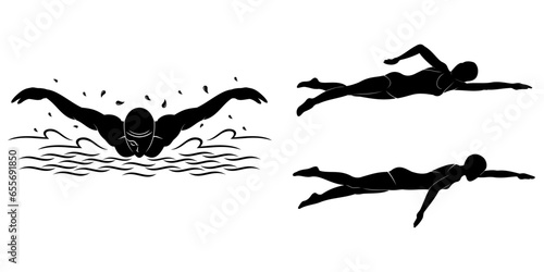 silhouette of a swimmer