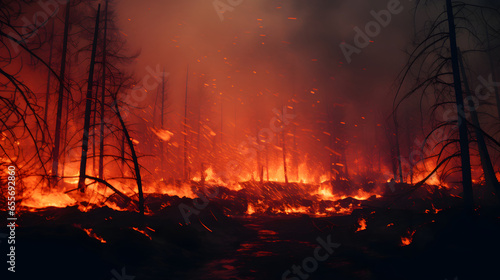 Wildfire burns ground in forest © Alex Bur