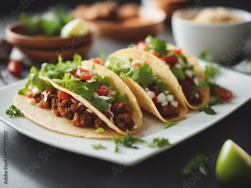 Delicous Mexican tacos with beef and vegetables