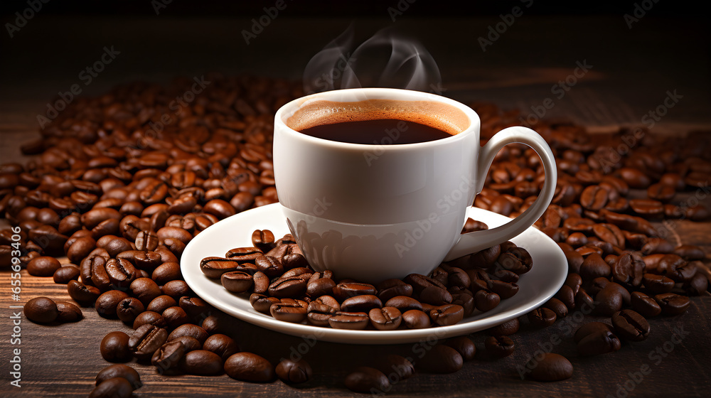 A cup of latte coffee on the table in a coffee shop A cup of latte coffee on the table in a coffee shop