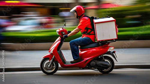 Scooter driver delivering food