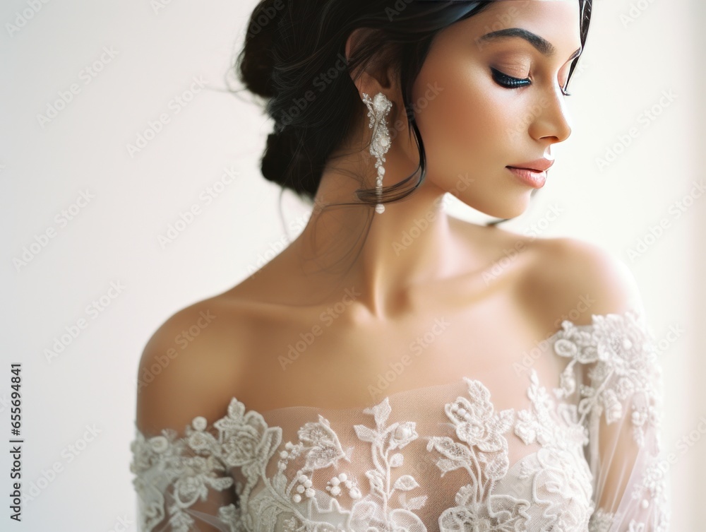 Stunning Bride's Shoulders Showcasing Bridal Craftsmanship and Wedding Day Beauty