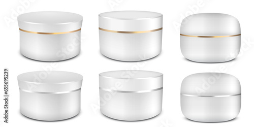White plastic realistic jar for cosmetic. Mockups,templates isolated on transparent background
