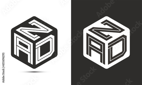 ZAD letter logo design with illustrator cube logo, vector logo modern alphabet font overlap style.