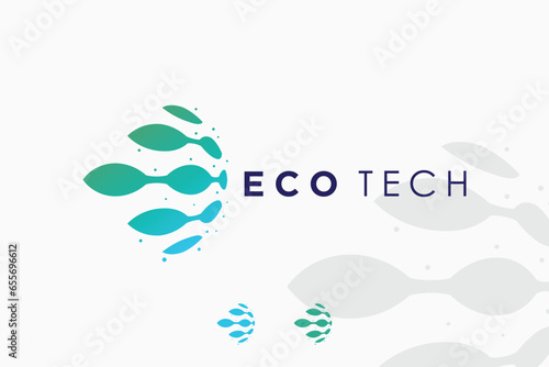 global tech logo design with eco technology concept