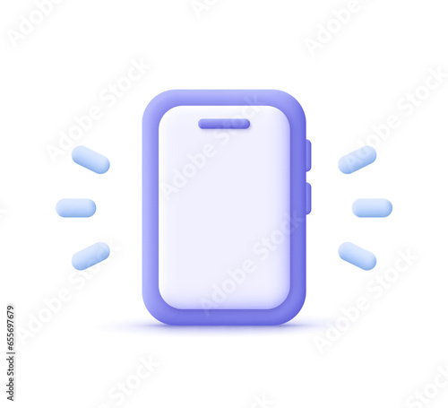 Mobile or smartphone device. 3d vector icon. Cartoon minimal style.