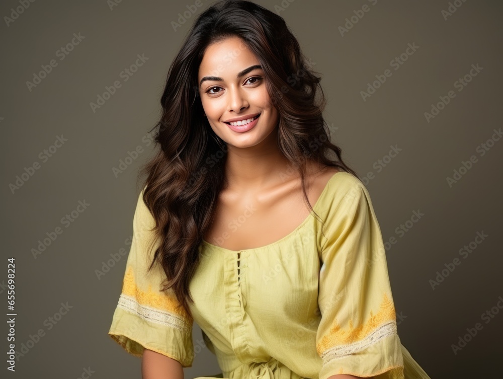 An Indian beauty gracefully showcasing the latest summer collection in a brand photoshoot An Indian beauty gracefully showcasing the latest summer collection in a brand photoshoot