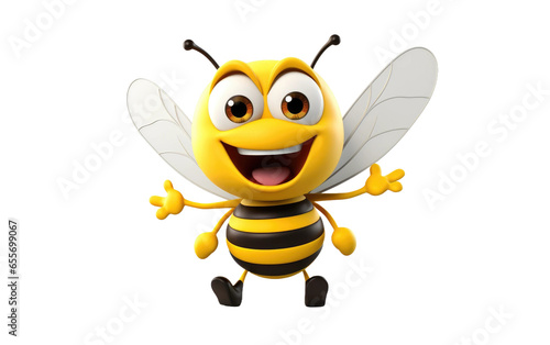 Cartoon Bee with Open Mouth Isolated on White Transparent Background. ©  Creative_studio