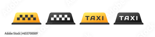 Taxi icons. Different styles, colors, TAXI sign, taxi icons. Vector icons