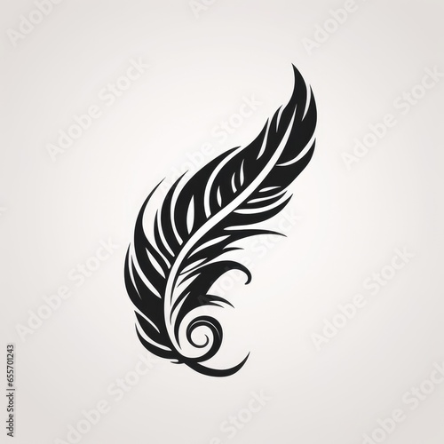 Hand drawn feathers, black and white, AI generated Image