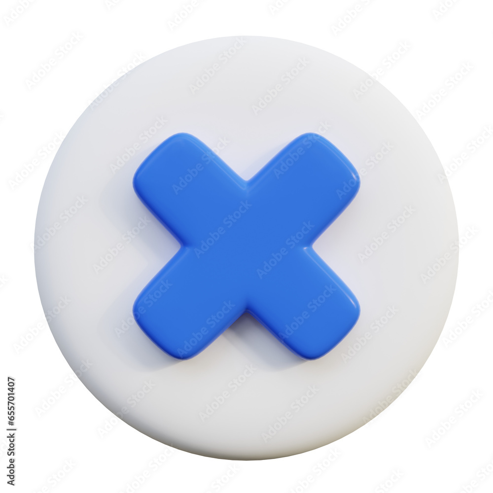 Fototapeta premium Cross Mark 3D Icon on white circle.