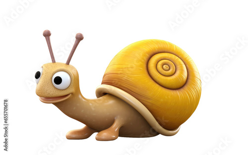 Snail with Golden Color Isolated on White Transparent Background.