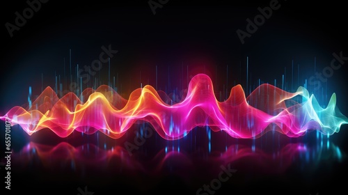 Neon sound wave, AI generated Image