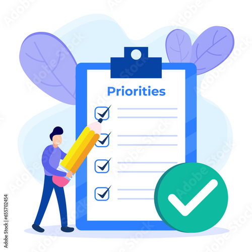 Illustration vector graphic cartoon character of priorities