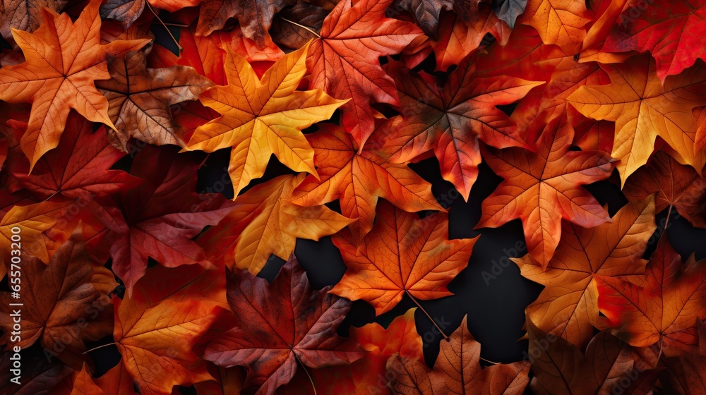 Autumn leaves background. Colorful autumn leaves background banner . Top view. ai generative Autumn leaves background. Colorful autumn leaves background banner . Top view. ai generative