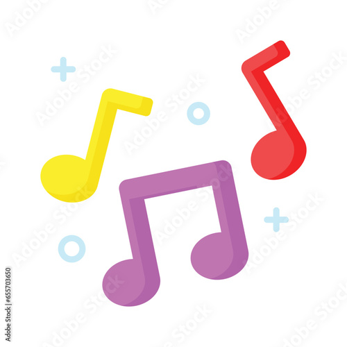 Music notes, song, melody or tune flat vector icon for musical apps and websites, trendy design