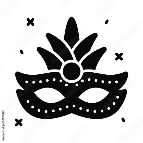 An editable icon of carnival mask in trendy style, A beautiful party prop masquerade