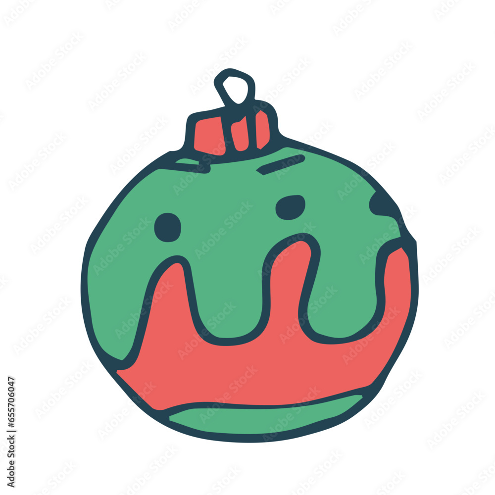 Obraz premium Hand Drawn Christmas Ball colorful Isolated, doodle and organic
