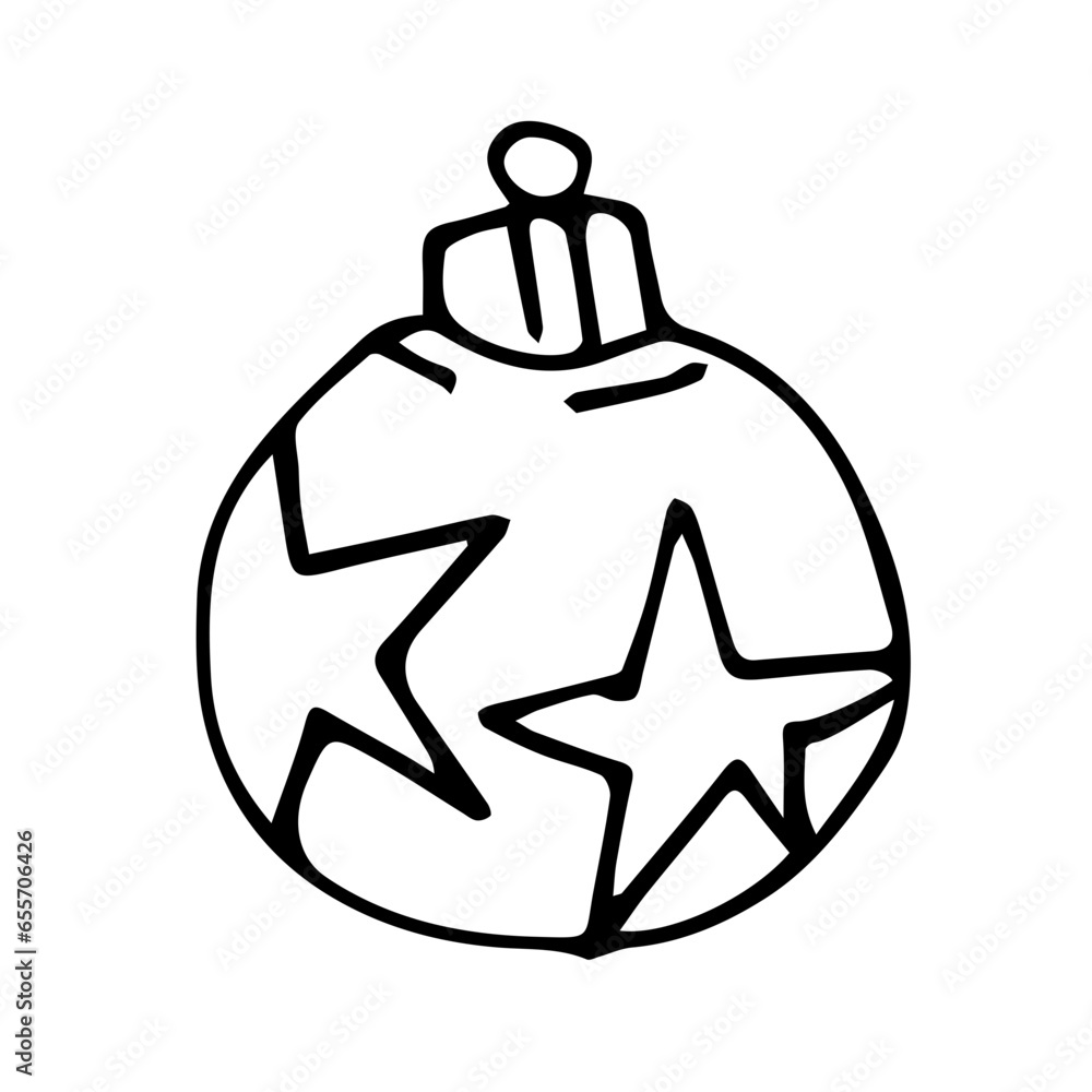 Hand Drawn Christmas Ball Isolated, doodle and organic Hand Drawn Christmas Ball Isolated, doodle and organic