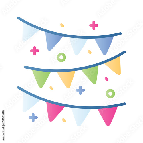 Colorful buntings for party decoration, garlands and festive decoration accessory