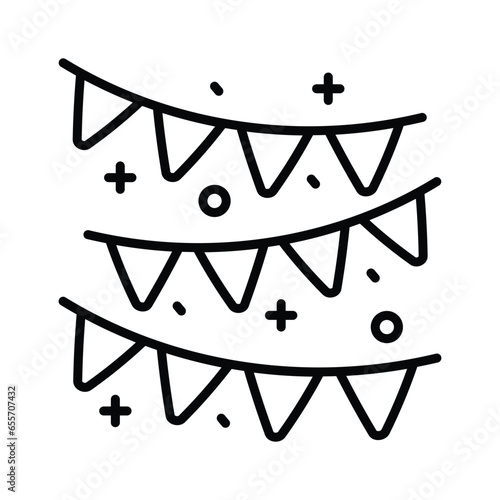 Colorful buntings for party decoration, garlands and festive decoration accessory
