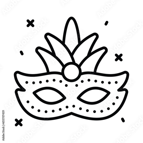 An editable icon of carnival mask in trendy style, A beautiful party prop masquerade