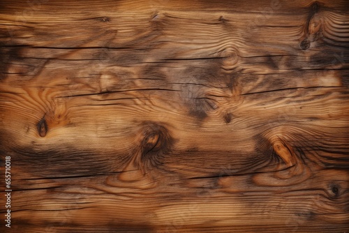 A detailed view of the intricate patterns and textures of a wooden surface with visible knots