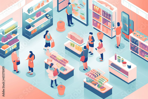 People shopping on vabelenes with AR and mobile payments