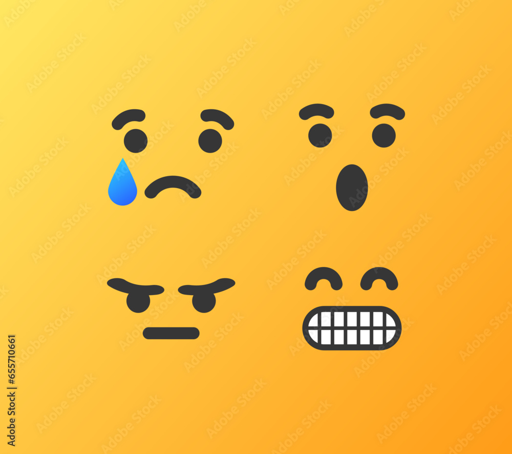 Emotional stickers. Flat, yellow, emotional stickers, emotions of sadness, anger and surprise. Vector icons Emotional stickers. Flat, yellow, emotional stickers, emotions of sadness, anger and surprise. Vector icons