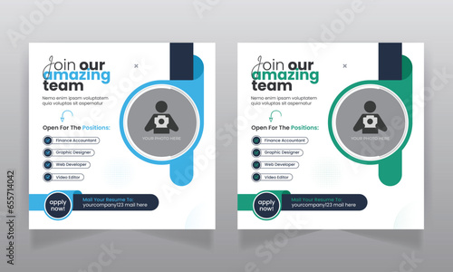We are hiring job vacancy social media post or square web banner template