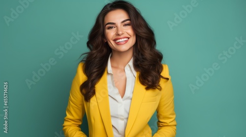 Self confident beautiful business woman portrait in colorful background