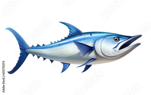 Amazing Sharp Blue Kingfish Isolated on White Transparent Background. ©  Creative_studio