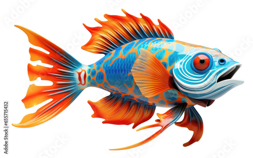 Colorful Mandarin Fish Isolated on White Transparent Background.
