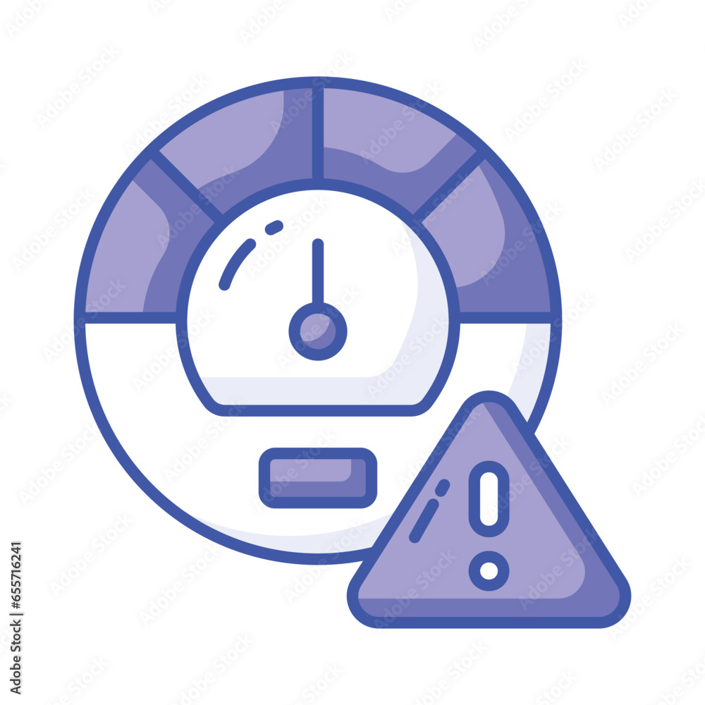 Speedometer with exclamation mark depicting speed limit vector design, isolated on white background Speedometer with exclamation mark depicting speed limit vector design, isolated on white background